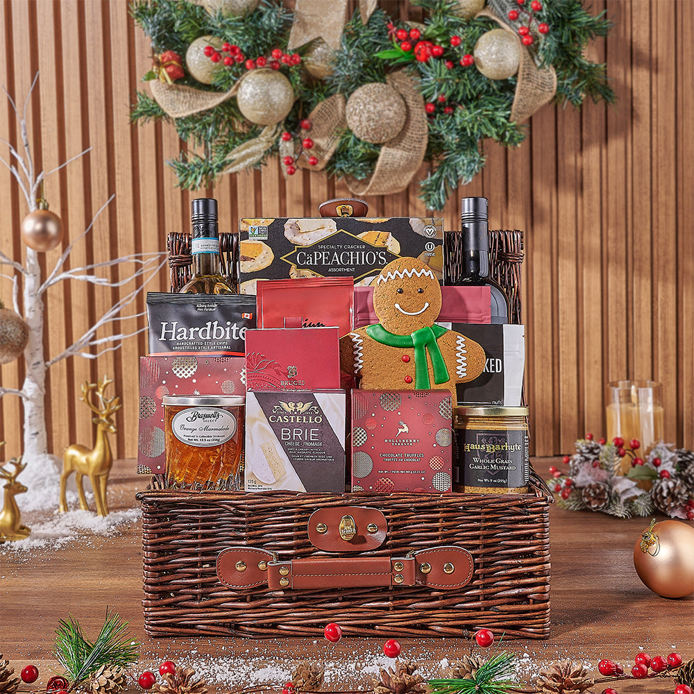 Two Bottles Wine Holiday Basket – how the gift is presented