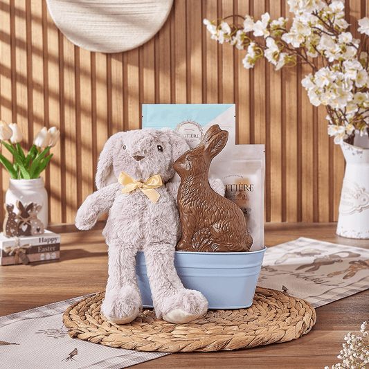 Blue Easter Bunny Gift Basket, chocolate gift, chocolate, easter gift, easter, New York City delivery