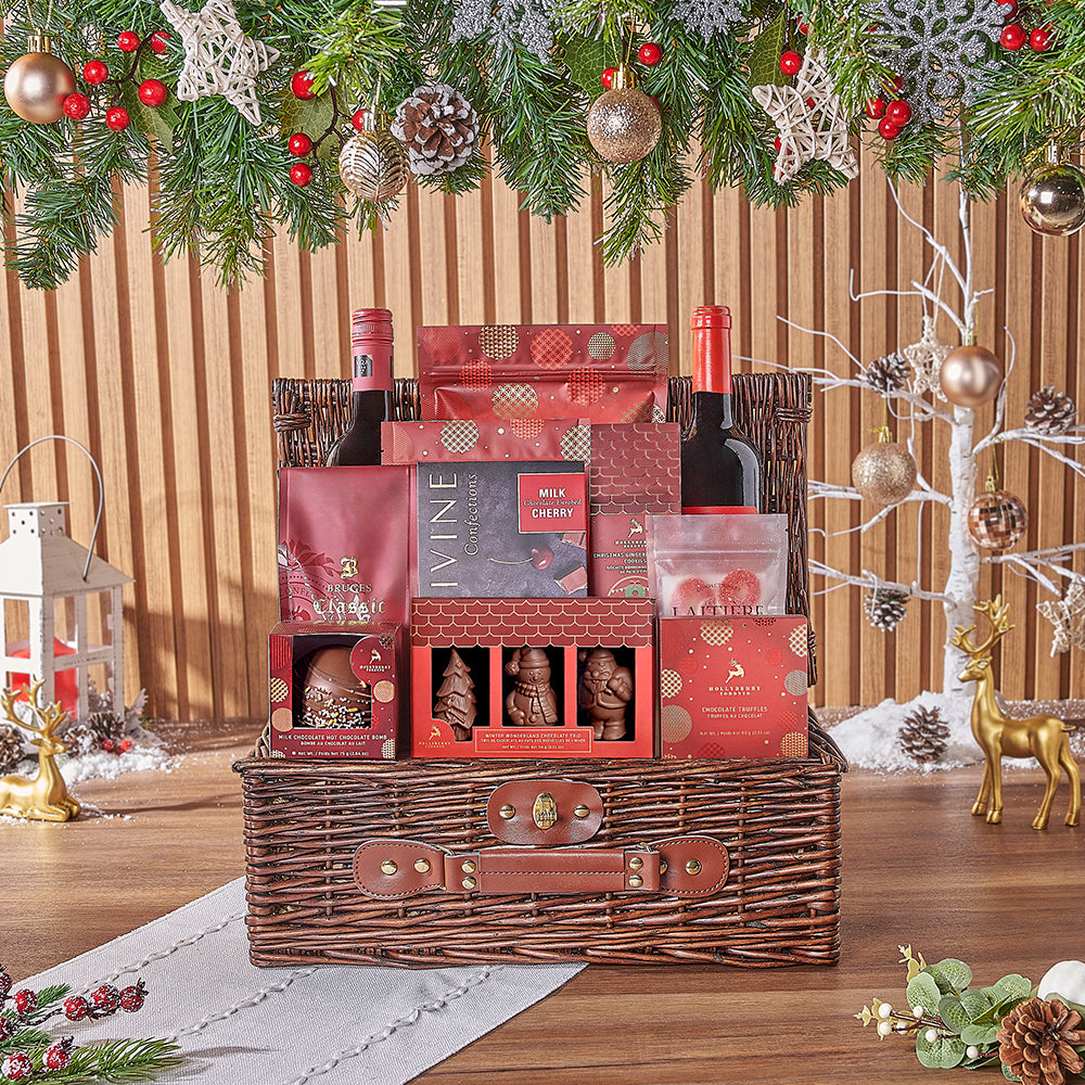 Holiday Celebration Wine Gift Basket – how the gift is presented