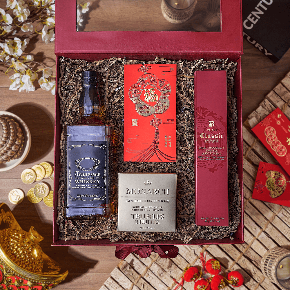 Chinese New Year Spirits & Chocolate Box, chinese new year gift, chinese new year, lunar new year gift, lunar new year, liquor gift, liquor, New York City delivery