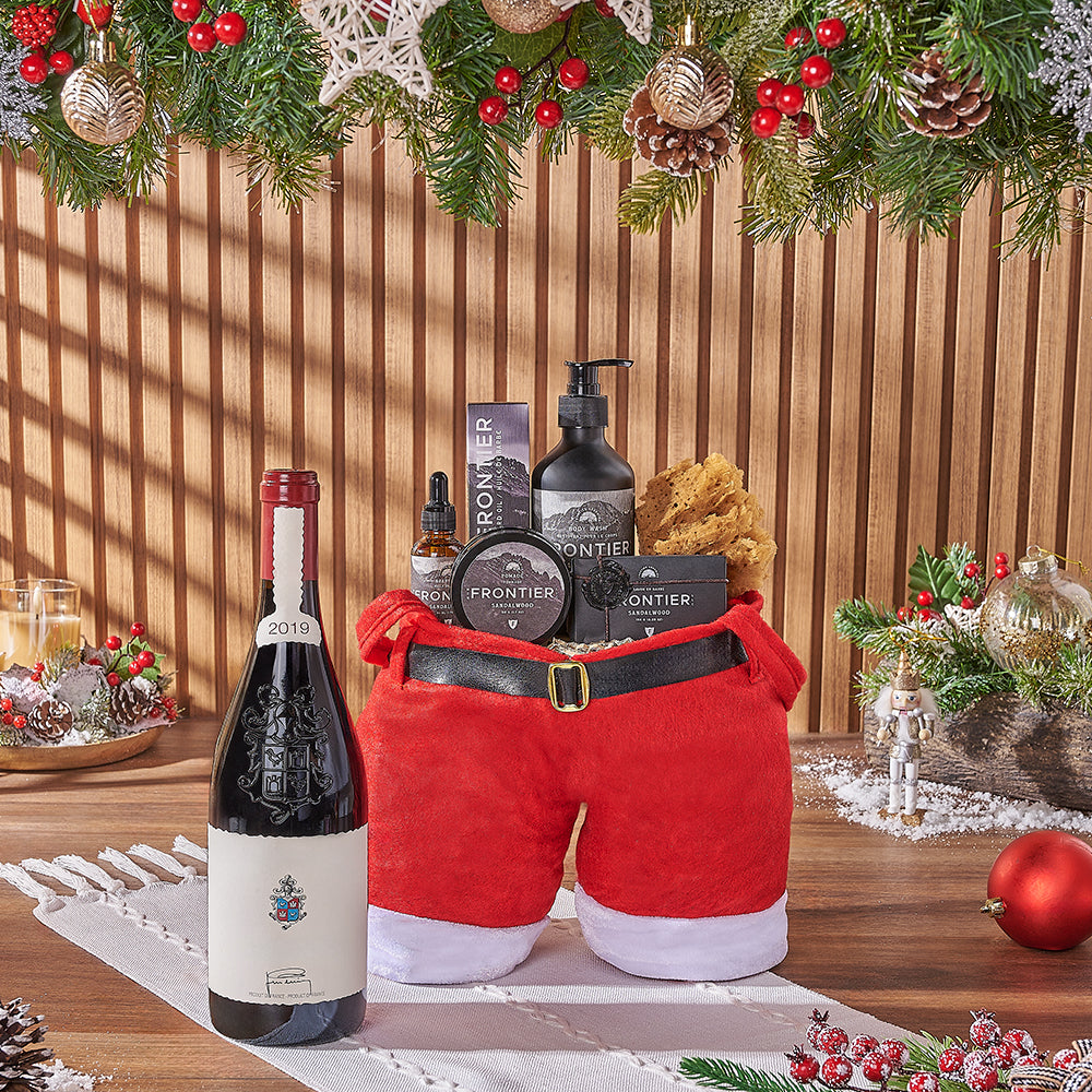Christmas Wine & Spa Gift Bag, wine gift, wine, spa gift, spa, men's spa gift, men's spa, Christmas gift, Christmas, New York City delivery