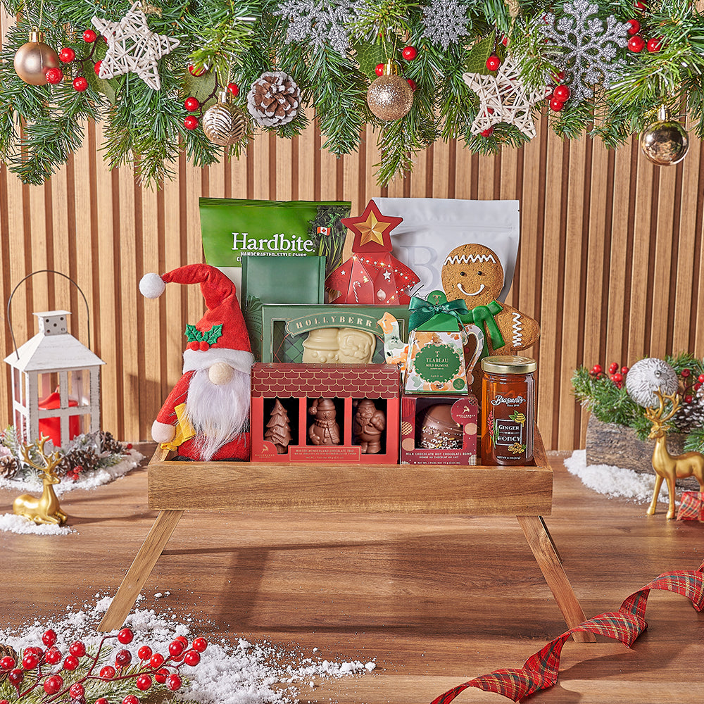 Assorted Holiday Treats Gift Basket – how the gift is presented