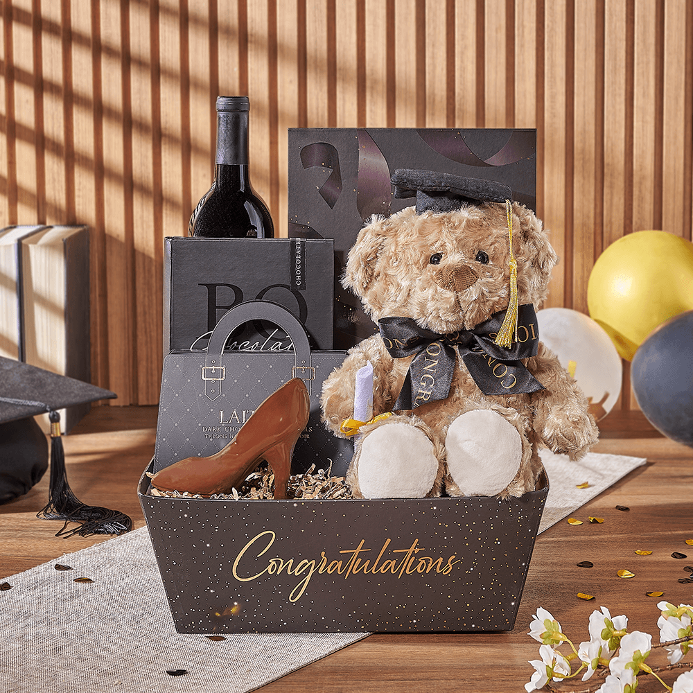 Congrats Grad! Wine Gift Set, graduation gift, graduation, wine gift, wine, chocolate gift, chocolate, New York City delivery