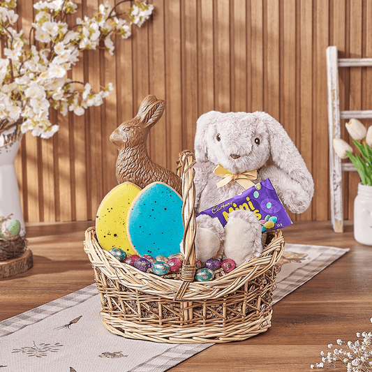 Easter Bunny Chocolate Treat Basket, plush gift, plush, chocolate gift, chocolate, easter gift, easter, New York City delivery