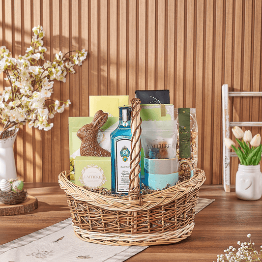 Easter Spirits & Coffee Basket, easter gift, easter, liquor gift, liquor, chocolate gift, chocolate, coffee gift, coffee, New York City delivery