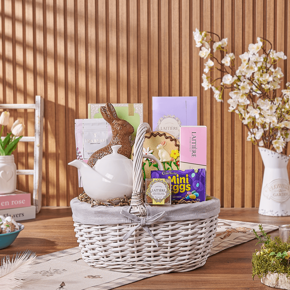 Easter Tea Party Gift Basket, tea gift, tea, chocolate gift, chocolate, easter gift, easter, easter basket, New York City delivery