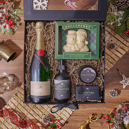 Holiday Bubbly & Spa Gift Box from New York City Baskets - Champagne Gift Set - New York City Delivery