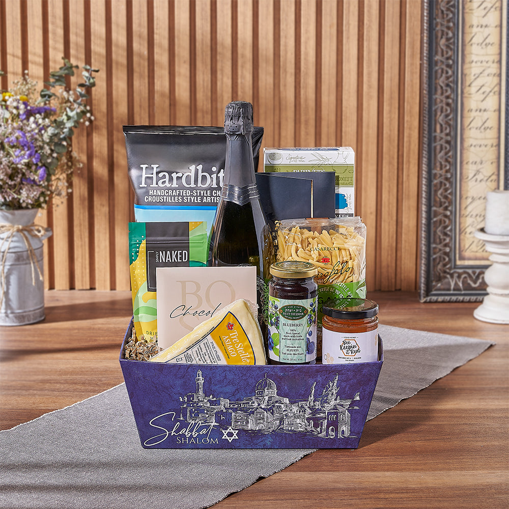Sparkling Kosher Wine and Market Tray – how the gift is presented