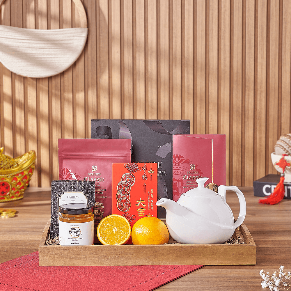 Lucky Tea Time Gift Tray, chinese new year gift, chinese new year, lunar new year gift, lunar new year, tea gift, tea, New York City delivery