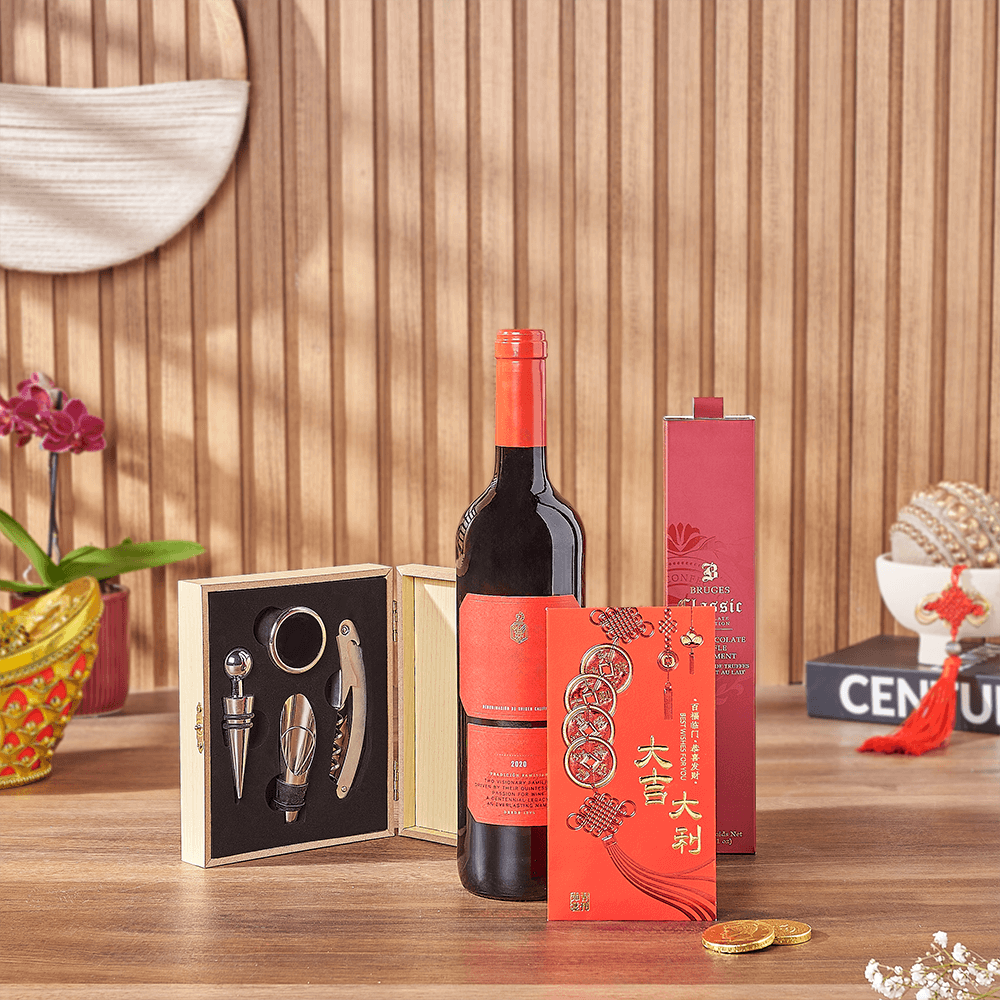 Lucky Wine & Chocolate Gift Set, chinese new year gift, chinese new year, lunar new year gift, lunar new year, New York City delivery