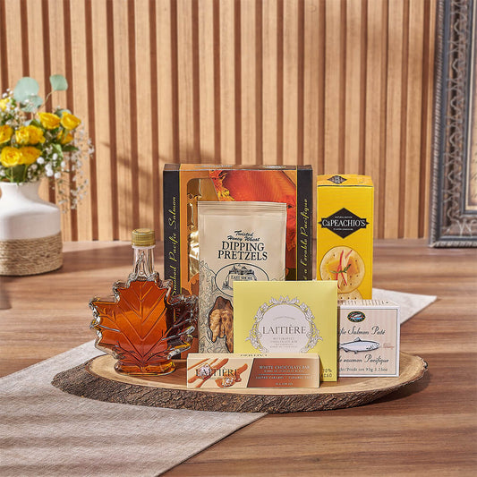 Maple & Salmon Gift Basket, seafood gift, seafood, chocolate gift, chocolate, New York City delivery