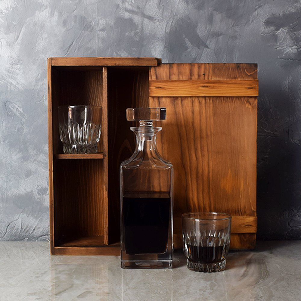 Rustic Decanter Gift Set features a decanter from New York City Baskets - New York City Delivery