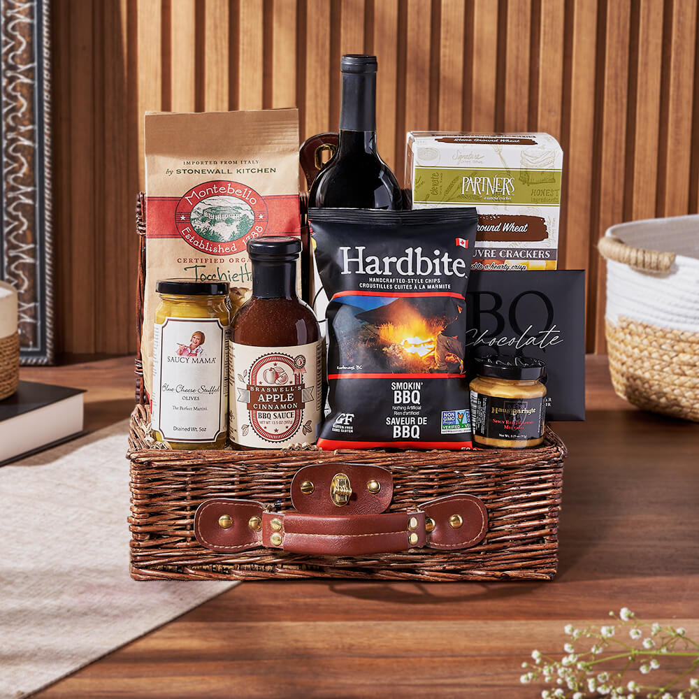 Classic Wine and Gourmet Deluxe Gift Basket – how the gift is presented