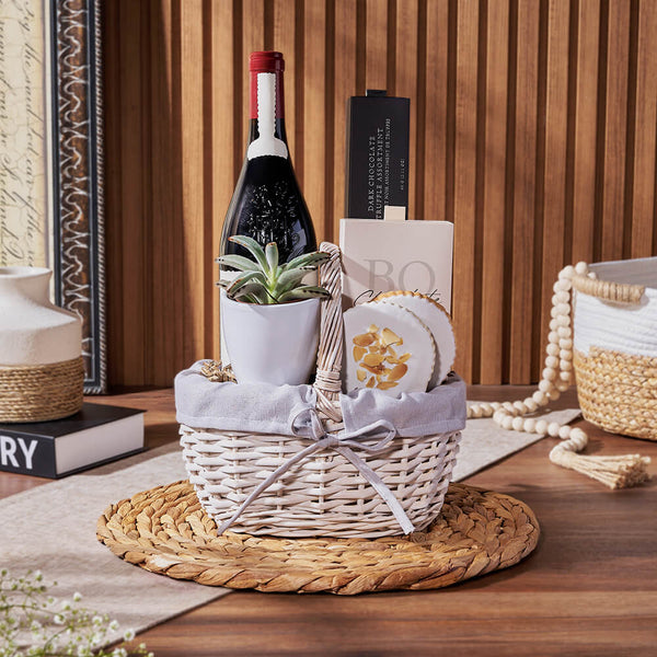 Birch Bark Candle & Wine Gift Basket New York City Baskets New York