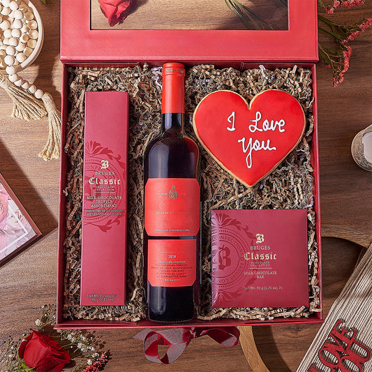 Valentine’s Wine Box, wine gift, wine, valentines day gift, valentines day, cookie gift, cookie, New York City delivery