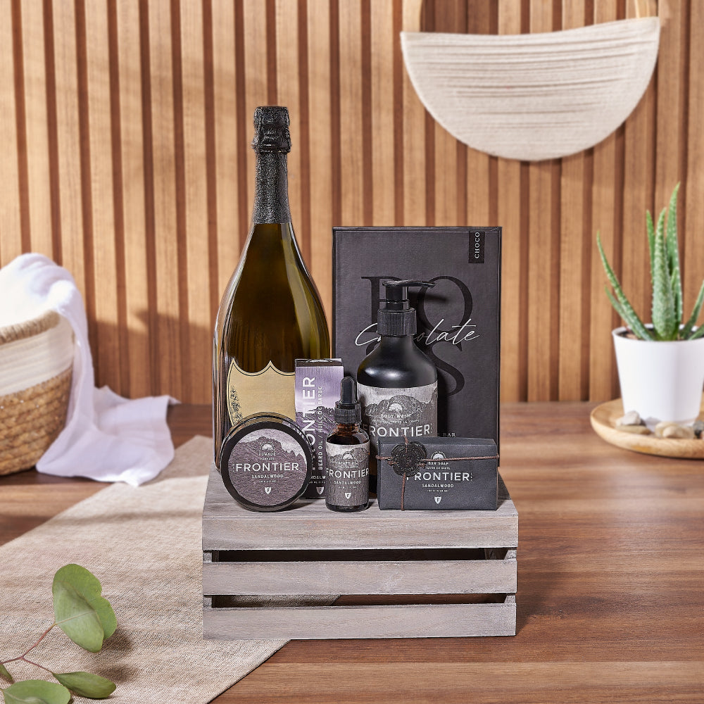 The Sandalwood &amp; Champagne Spa Gift Crate from New York City Baskets to New York City delivery