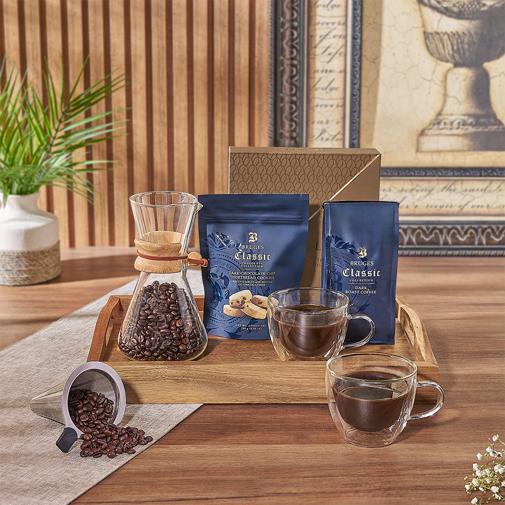 Delight any coffee aficionado with the Forest Hill Coffee & Snack Tray - New York City Baskets