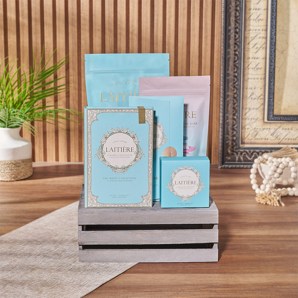 Satisfy your sweet tooth with the Chocolate Bark & Bites Basketfrom New York City Baskets