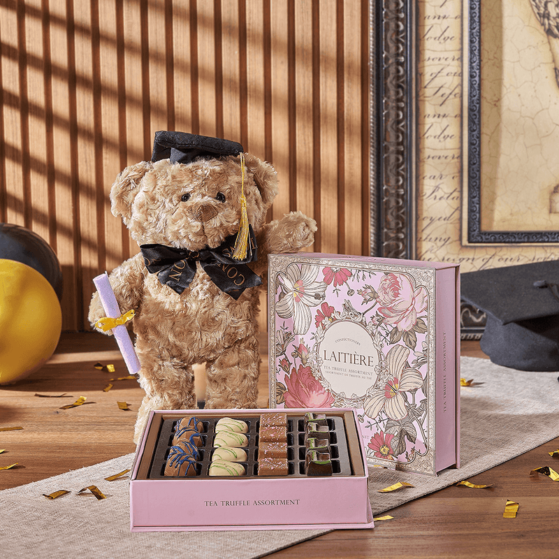 Celebrate the Graduate Bear & Chocolate Gift, graduation gift, graduation, chocolate gift, chocolate, plush gift, plush, New York City delivery
