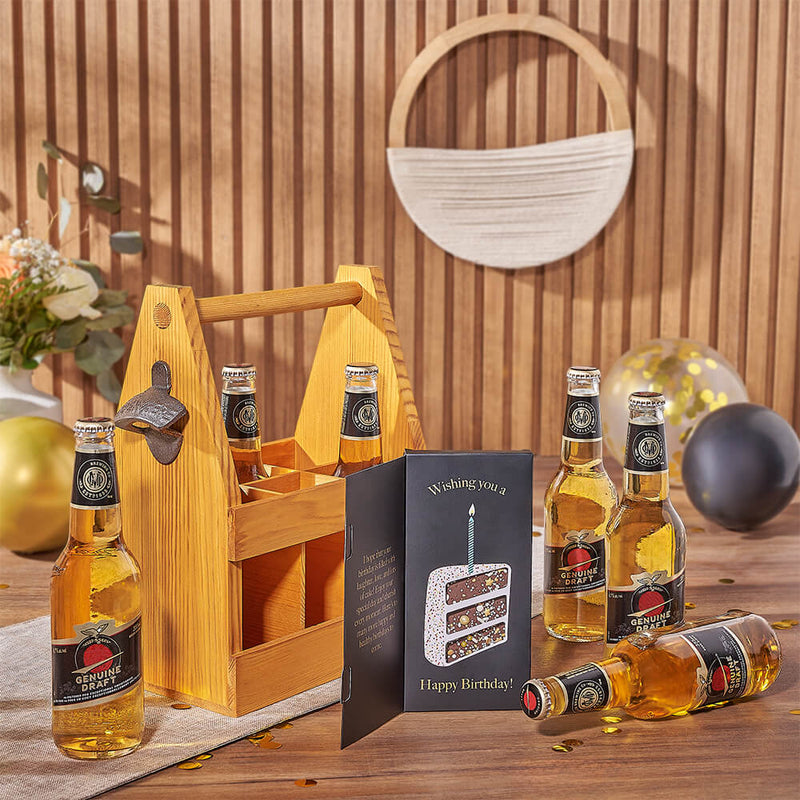 A Carrier Full of Birthday Beers Gift, beer gift, beer, birthday gift, birthday, chocolate gift, chocolate, New York City delivery