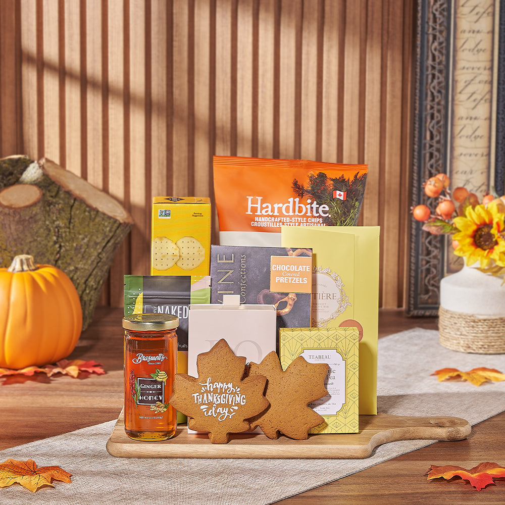 Autumnal Goodies Thanksgiving Gift Board, thanksgiving gift, thanksgiving, tea gift, tea, chocolate gift, chocolate, cookie gift, cookie, New York delivery