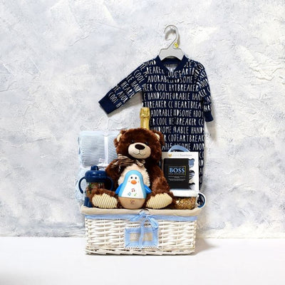 Baby Boy’s Flip N Sip Gift Set With Champagne from New York City Baskets -New York City Delivery