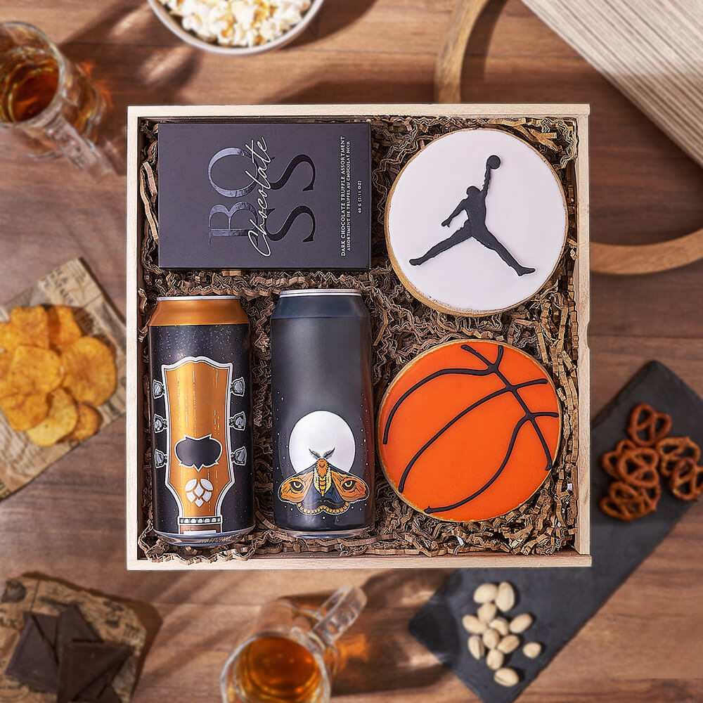 Courtside Cheers Beer Gift Box, beer gift, beer, sports gift, sports, cookie gift, cookie, New York City delivery