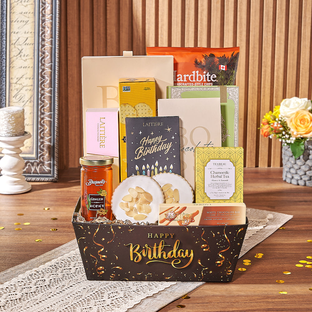 Birthday Celebration Macarons Gift Basket – how the gift is presented