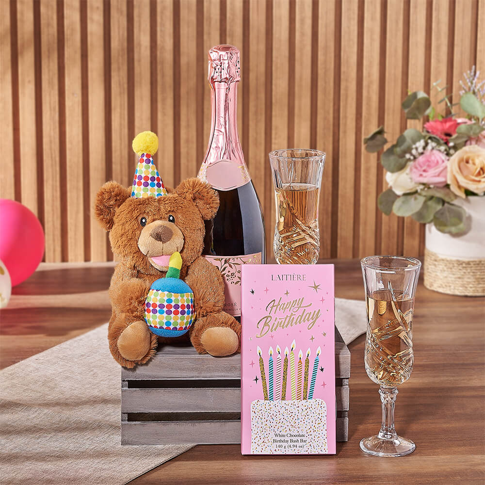 Birthday Flutes &amp; Champagne Gift Crate, champagne gift, champagne, birthday gift, birthday, New York City delivery