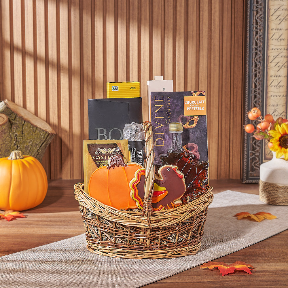 Bountiful Bites Thanksgiving Gourmet Gift Basket, cookie gift, cookie, thanksgiving gift, thanksgiving, chocolate gift, chocolate, charcuterie gift, charcuterie, New York delivery