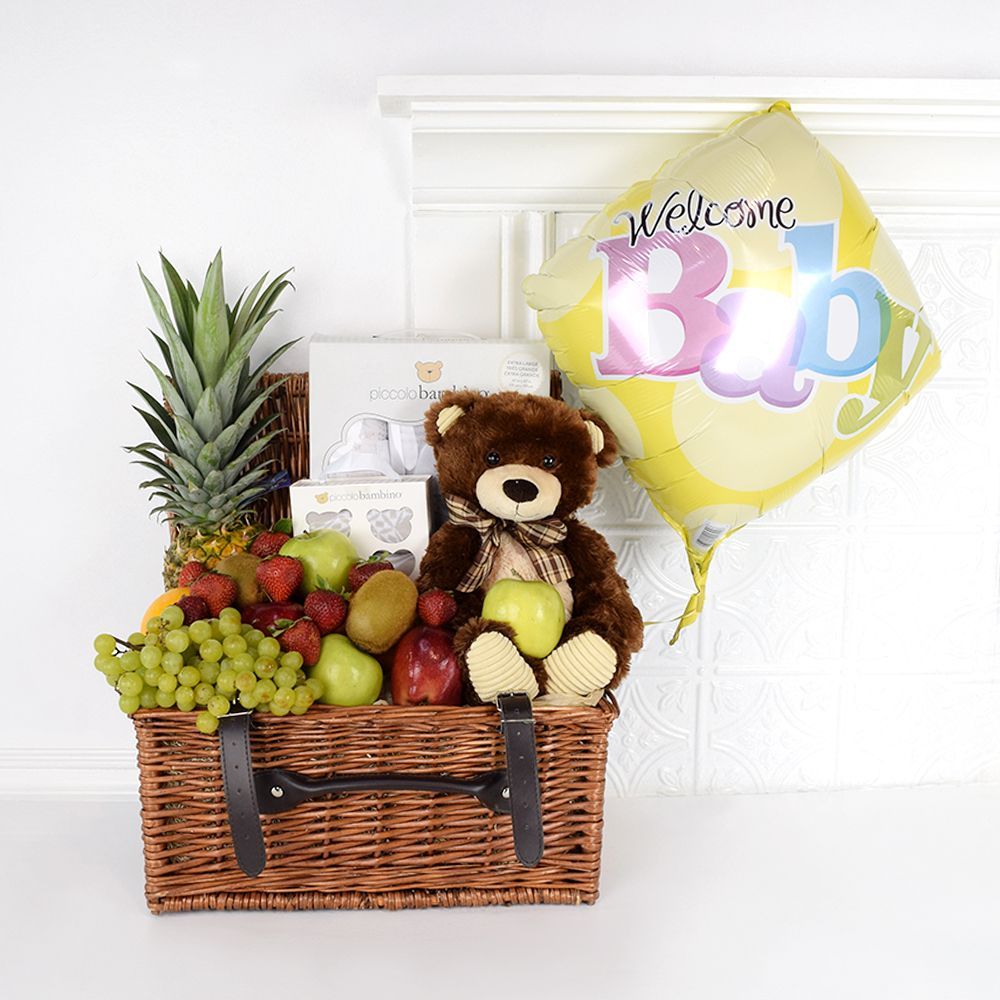 Bright Beginnings Welcome Baby Gift Basket that includes thoughtful gifts from New York City Baskets - New York City Delivery