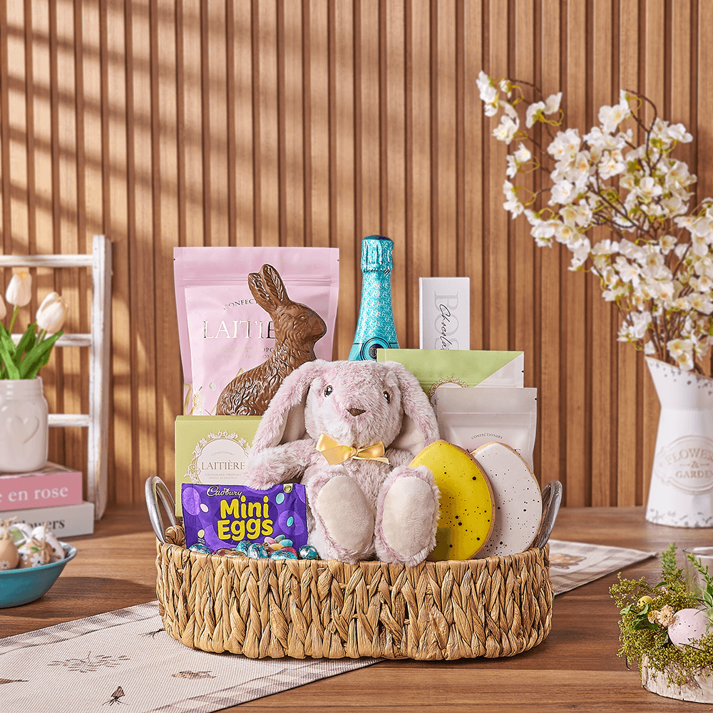 A Bubbly Springtime Easter Gourmet Gift, sparkling wine gift, sparkling wine, champagne gift, champagne, chocolate gift, chocolate, easter gift, easter, New York City delivery