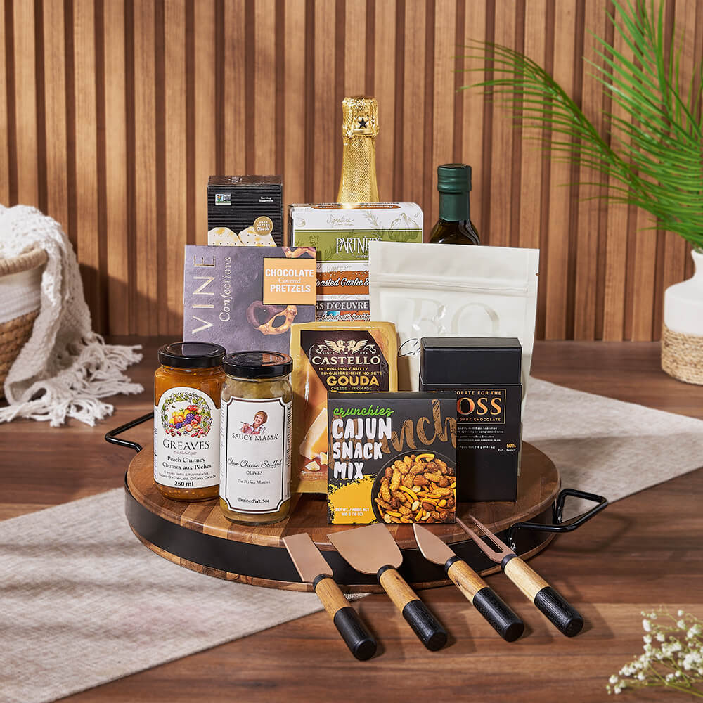 Champagne &amp; Cheese Platter Gift Set, champagne gift, champagne, sparkling wine gift, sparkling wine, cheese board gift, cheese board, New York City delivery