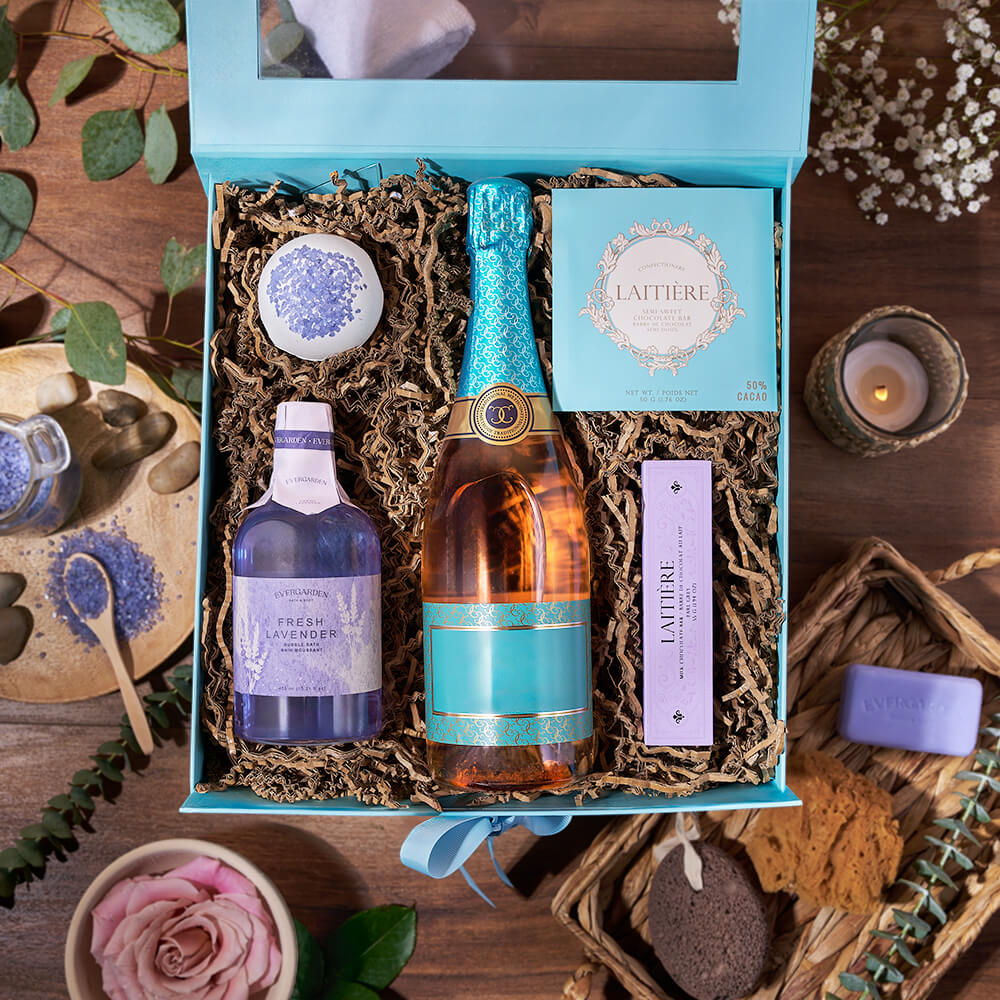 Champagne &amp; Spa Perfections, spa gift, spa, bath &amp; body gift, bath &amp; body, champagne gift, champagne, sparkling wine gift, sparkling wine, New York City delivery