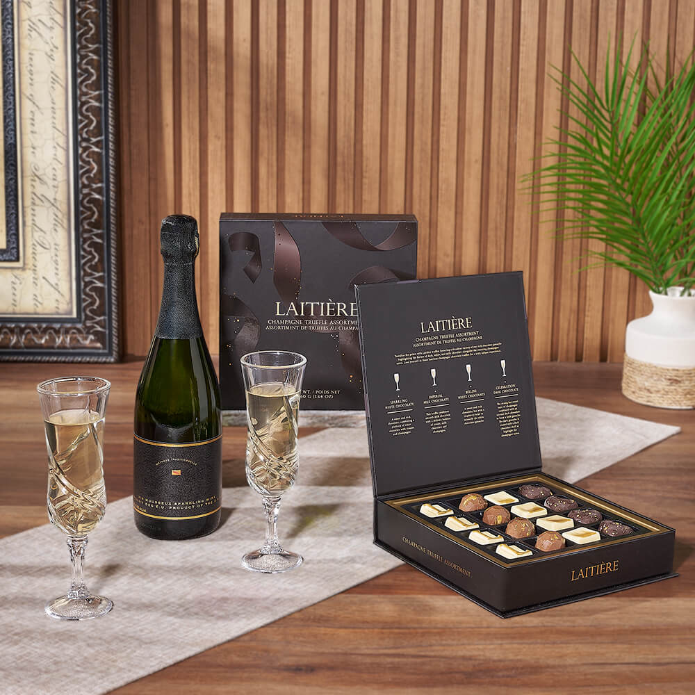 Champagne &amp; Truffles for Two Gift, champagne gift, champagne, sparkling wine gift, sparkling wine, chocolate gift, chocolate, New York City delivery