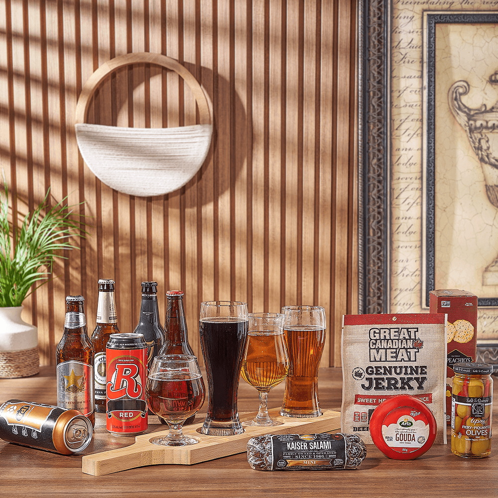 Beer Flight Savory Bites Gift, beer gift, beer, charcuterie gift, charcuterie, beer flight gift, beer flight, New York City delivery