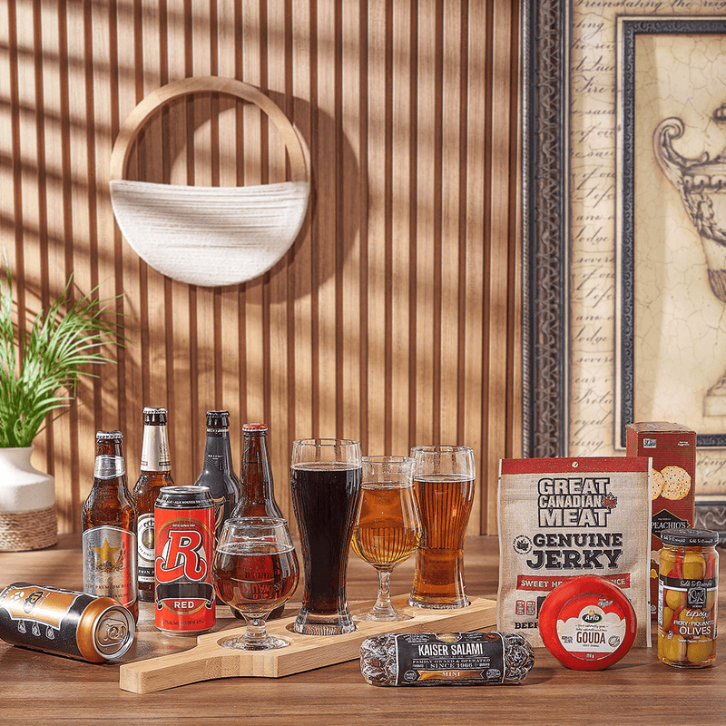 Beer Flight Savory Bites Gift, beer gift, beer, charcuterie gift, charcuterie, beer flight gift, beer flight, New York City delivery