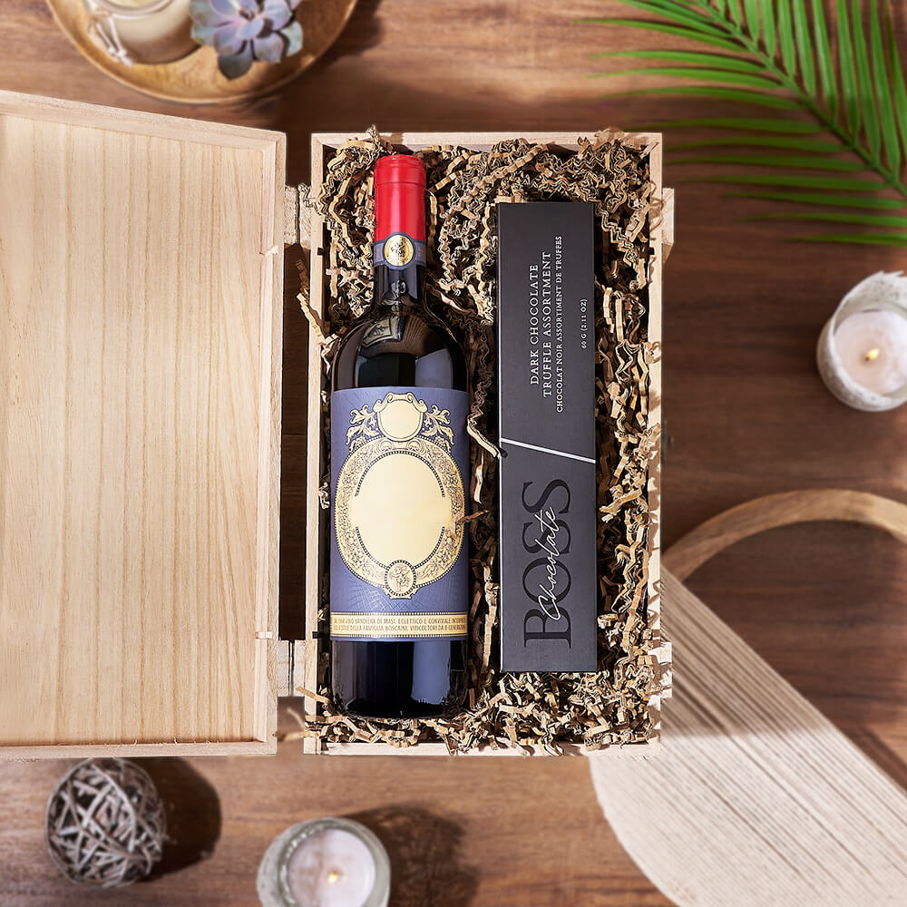 A Very Fine Wine Gift Box, wine gift, wine, chocolate gift, chocolate, New York City delivery