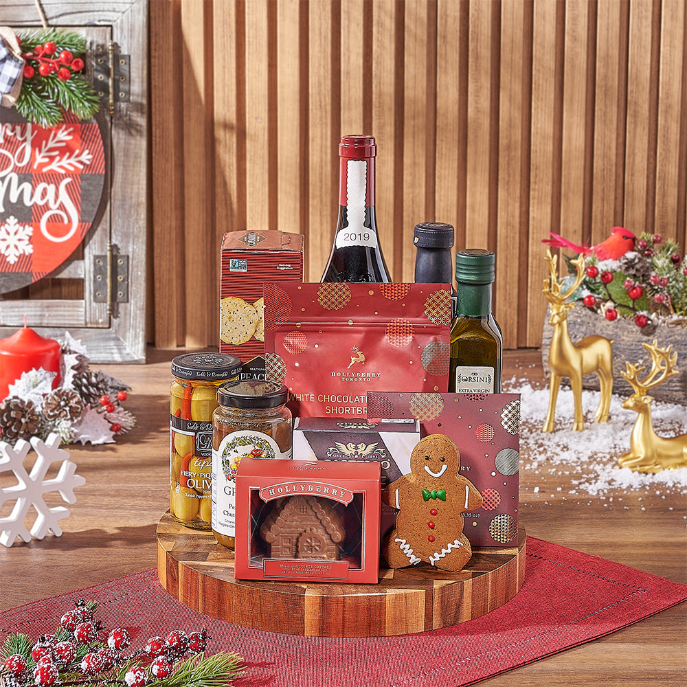Yuletide Wine &amp; Gourmet Treasures Gift Basket, wine gift, wine, christmas gift, christmas, holiday gift, holiday, New York delivery