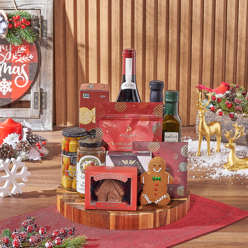 Yuletide Wine & Gourmet Treasures Gift Basket, wine gift, wine, christmas gift, christmas, holiday gift, holiday, New York delivery