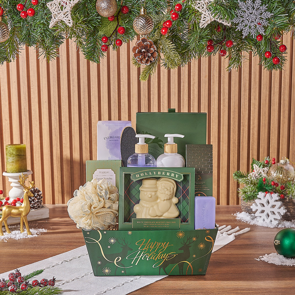 Christmas Winter Serenity Spa Gift Set, Christmas gift, Christmas, spa gift, spa, chocolate gift, chocolate, tea gift, tea, New York City delivery