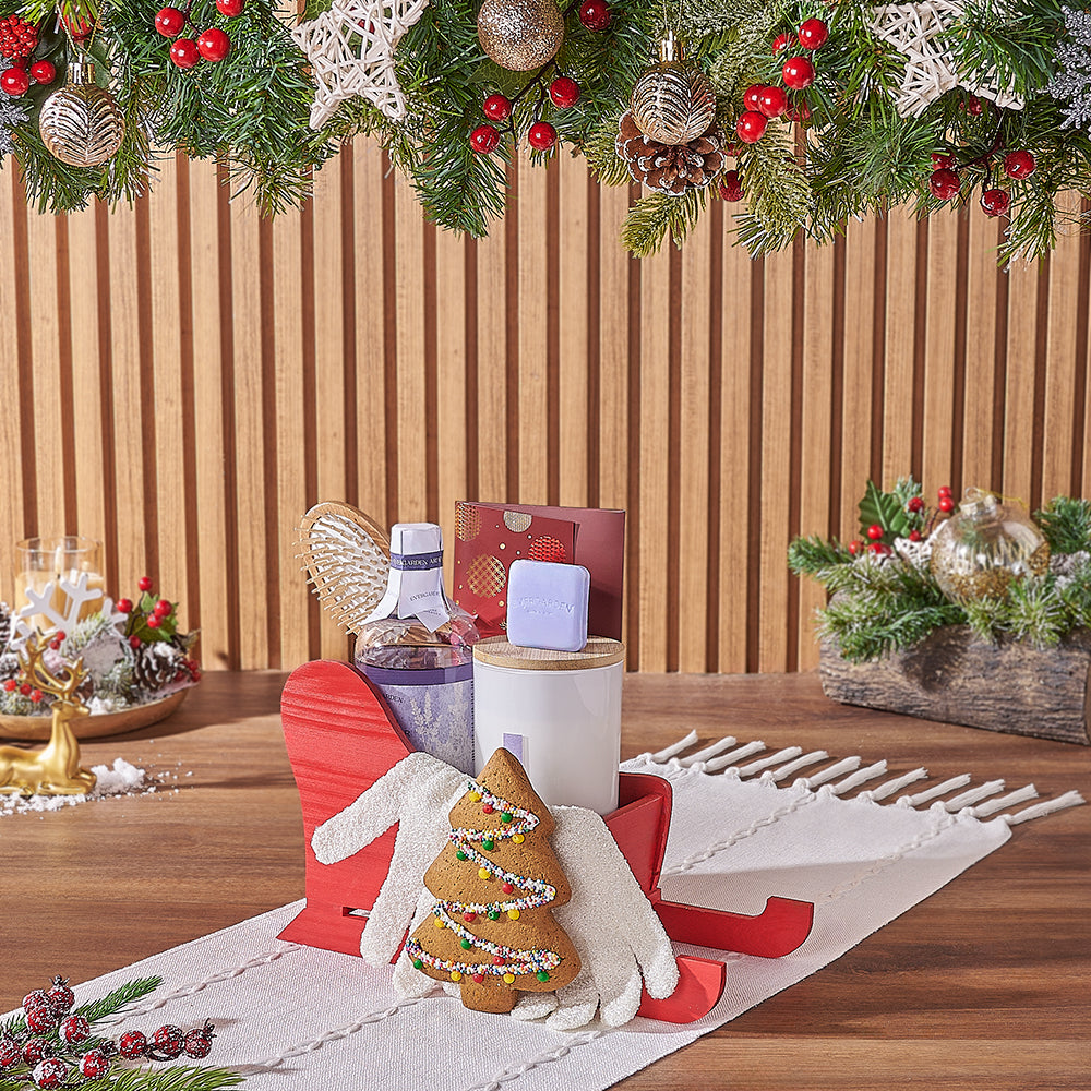 Christmas Relaxation Spa Gift Sleigh, spa gift, spa, Christmas gift, Christmas, chocolate gift, chocolate, New York City delivery