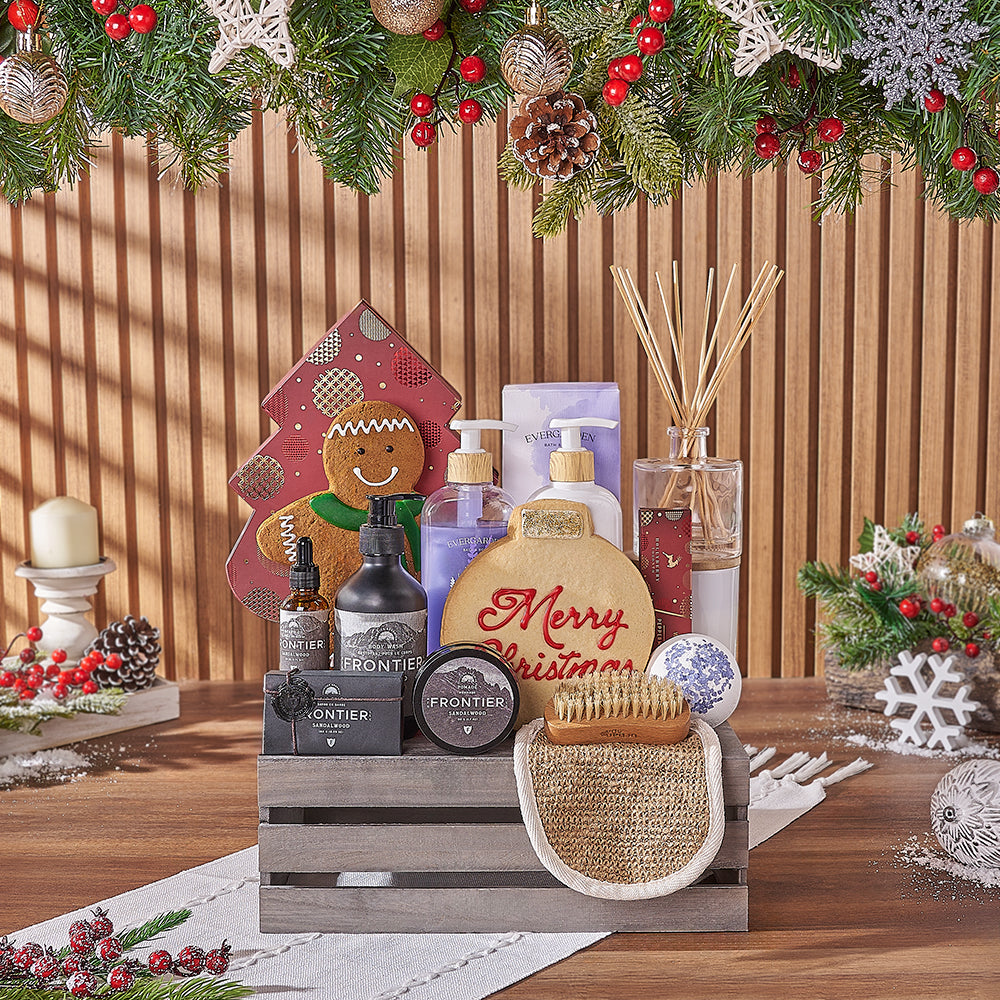 Deluxe Holiday Spa &amp; Treats Gift Crate, Christmas gift, Christmas, spa gift, spa, chocolate gift, chocolate, New York City delivery