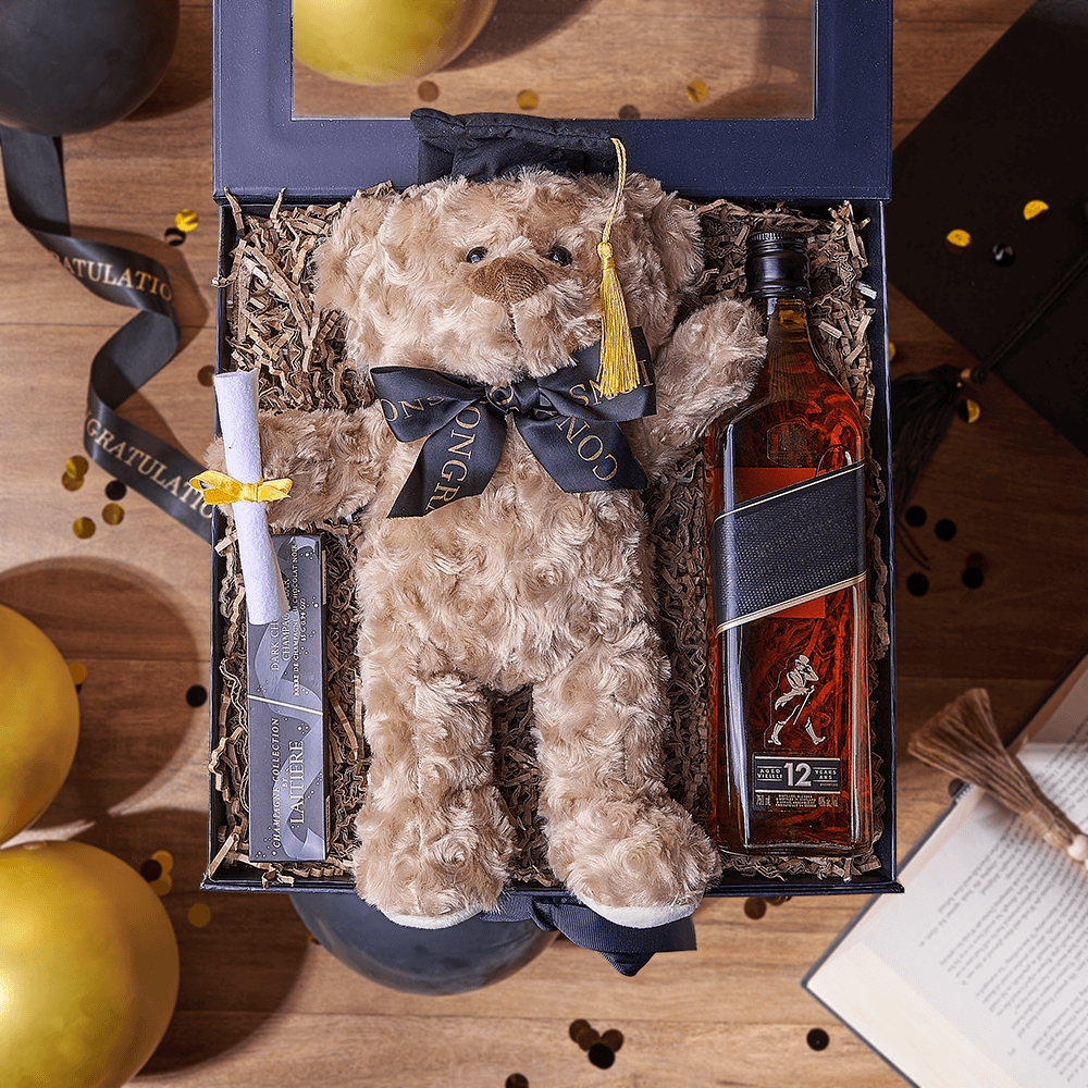 Whiskey Cheers New Graduate Gift, liquor gift, liquor, chocolate gift, chocolate, graduation gift, graduation, New York delivery