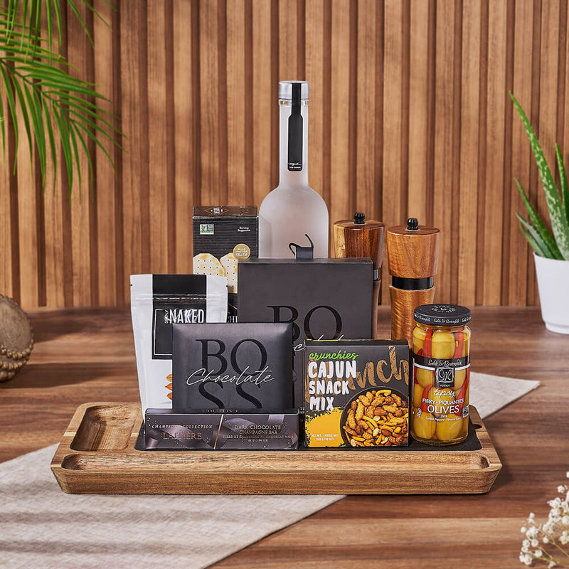 The Refined Liquor & Savoury Selection, liquor gift, liquor, snack gift, snack, chocolate gift, chocolate, New York City delivery