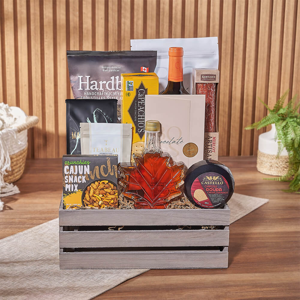 Delectable Snacks & Wine Gift Crate, gourmet gift, gourmet, wine gift, wine, chocolate gift, chocolate, snack gift, snack, New York City delivery