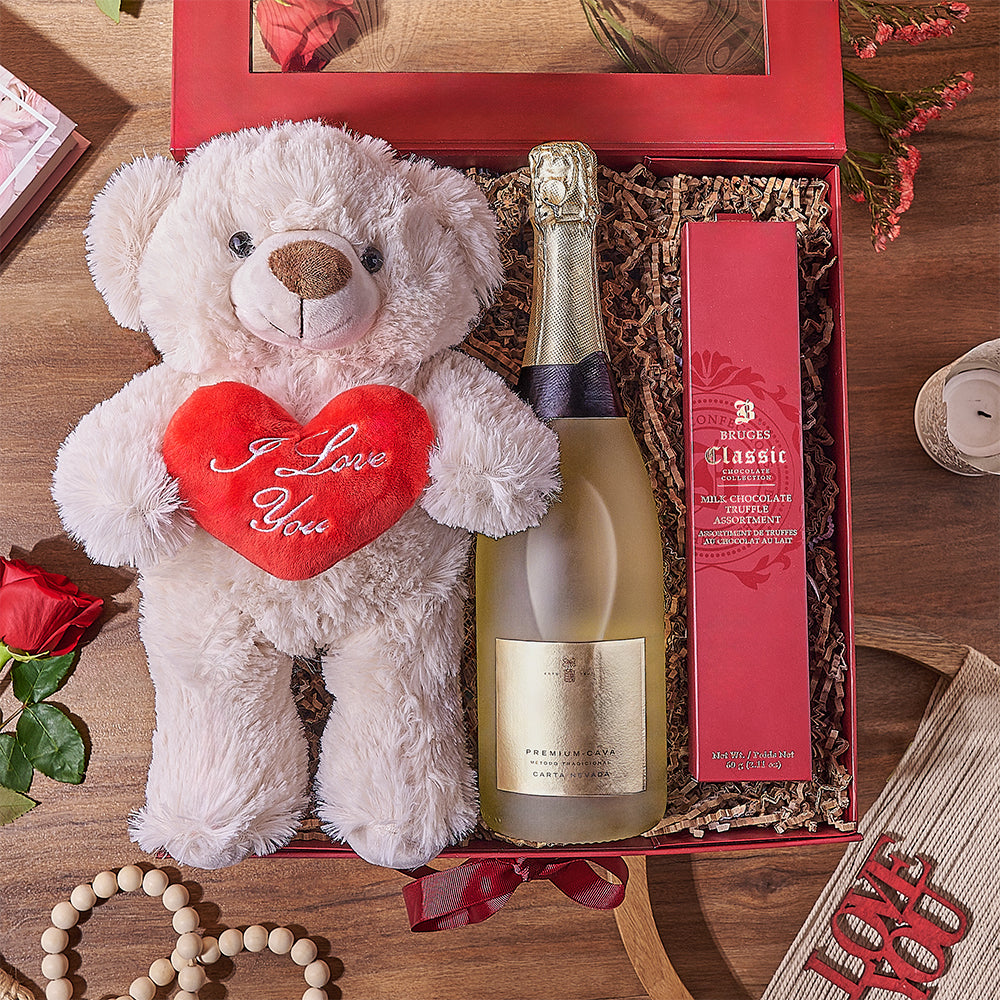 Sweet Valentine's Champagne Gift Box, champagne gift, champagne, sparkling wine gift, sparkling wine, chocolate gift, chocolate, New York City delivery