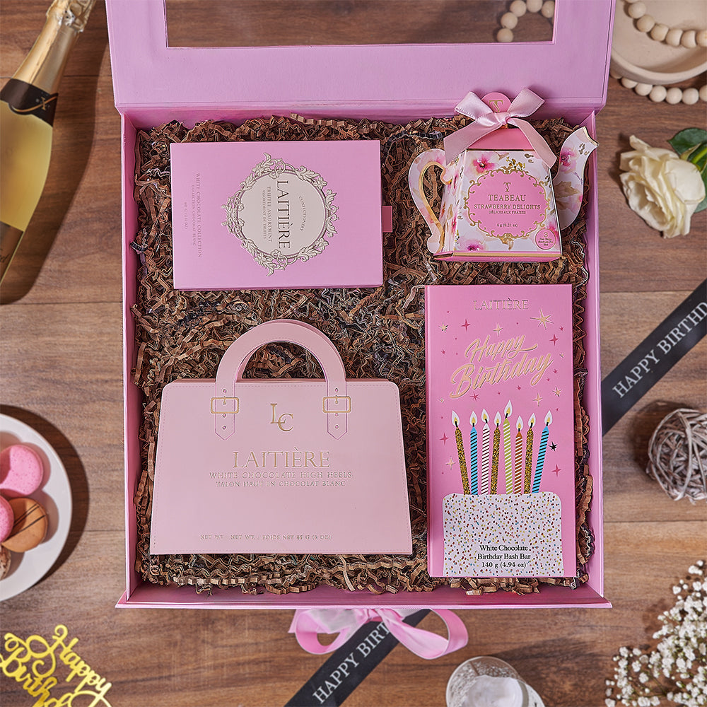 Decadent Birthday Chocolate Gift Box, chocolate gift, chocolate, tea gift, tea, birthday gift, birthday, New York delivery
