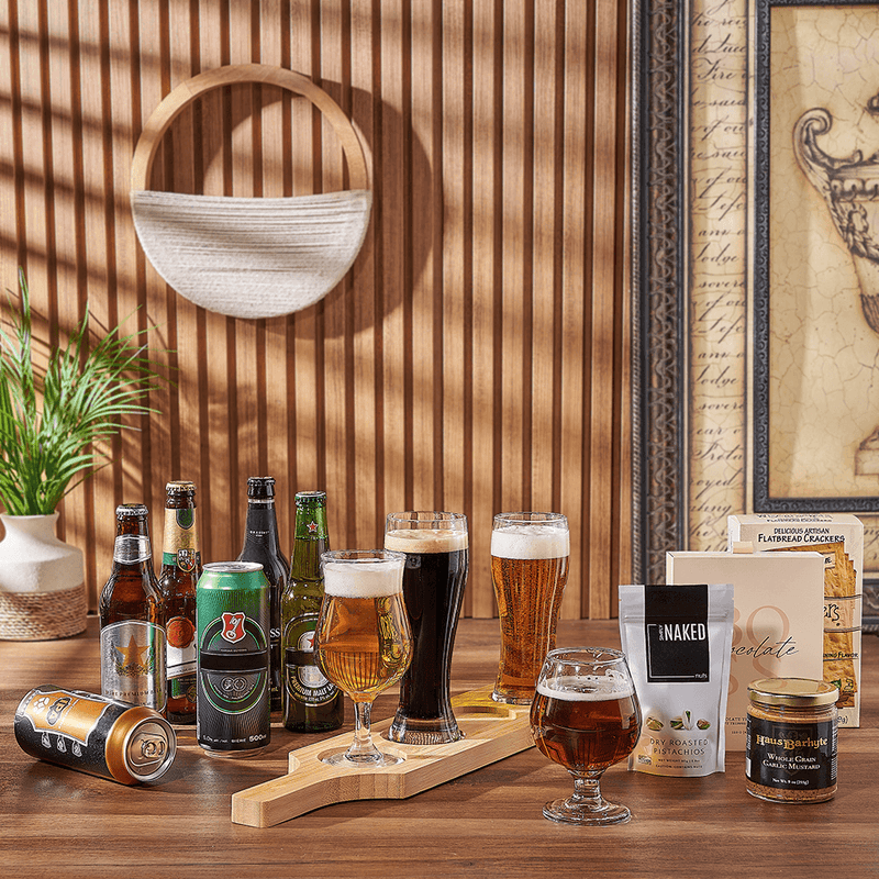 Beer Flight Flavor Pairings Gift, beer gift, beer, chocolate gift, chocolate, beer flight board gift, beer flight board, New York City delivery
