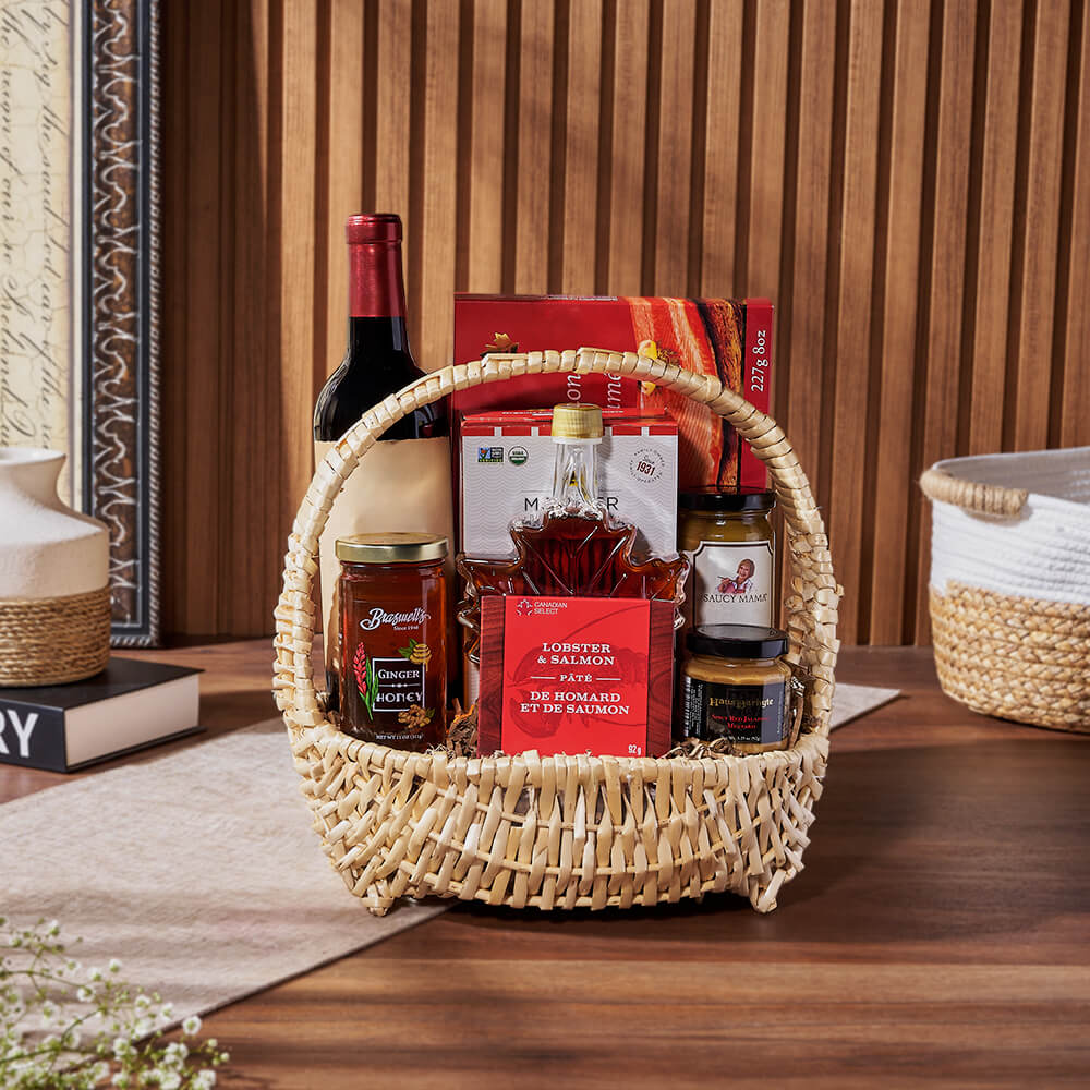 Coastal Reserve & Savories Basket, wine gift, wine, seafood gift, seafood, gourmet gift, gourmet, New York City delivery